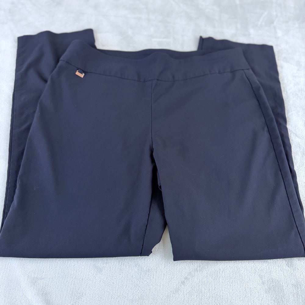 Kim Rogers Womans Pants SZ 16 Dark Navy Blue Pull-on Straight Leg